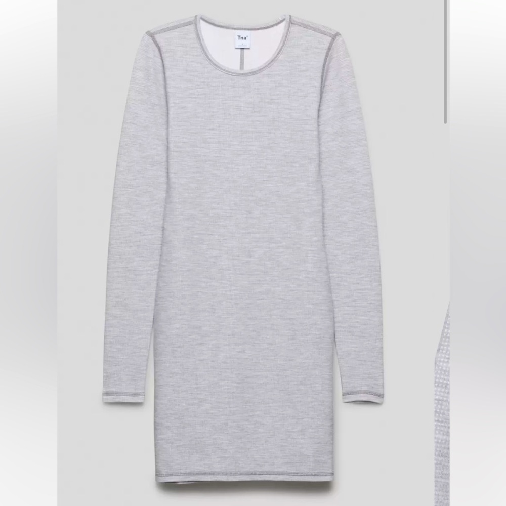 TNA Aritzia‎ Virtue Heather Dover Grey Waffle Knit Sweat Wicking Dress NWOT S